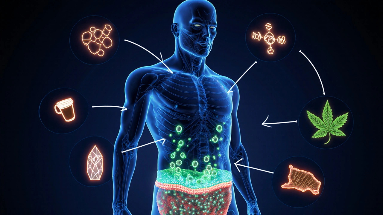 Illustration scientifique montrant la synéphrine agissant sur les récepteurs bêta‑3 et d’autres alternatives.