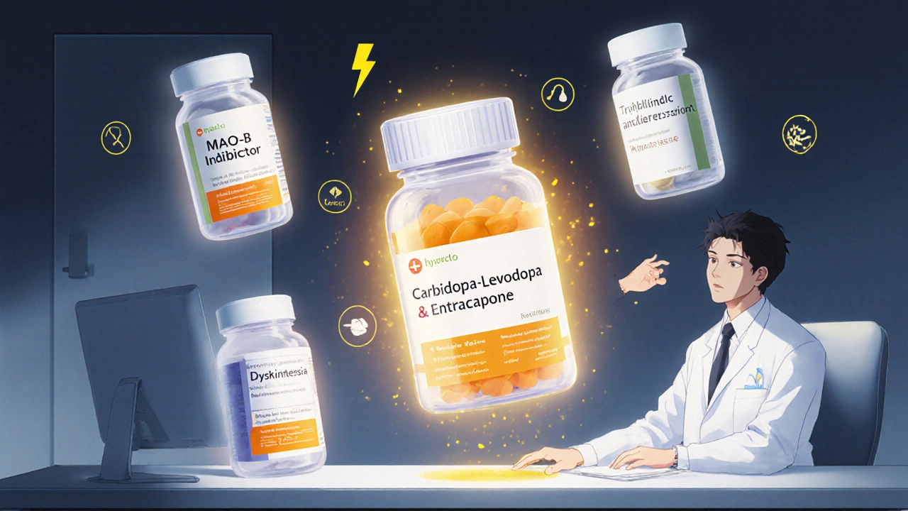 Médecin et patient discutent, entourés de bouteilles de médicaments symbolisant les interactions.