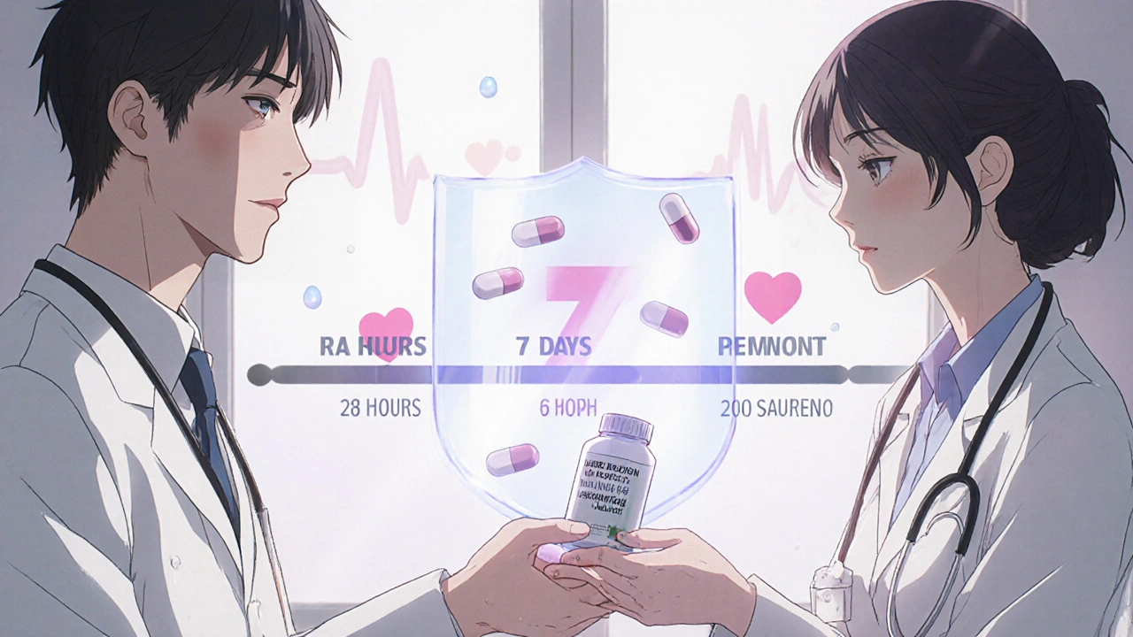 Médecin offrant du paracétamol à un patient, un bouclier protège contre les anti-inflammatoires dangereux.