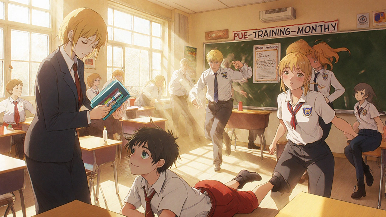 Un groupe d&#039;enseignants et d&#039;élèves assiste à une intervention d&#039;urgence après une injection d&#039;épinéphrine.