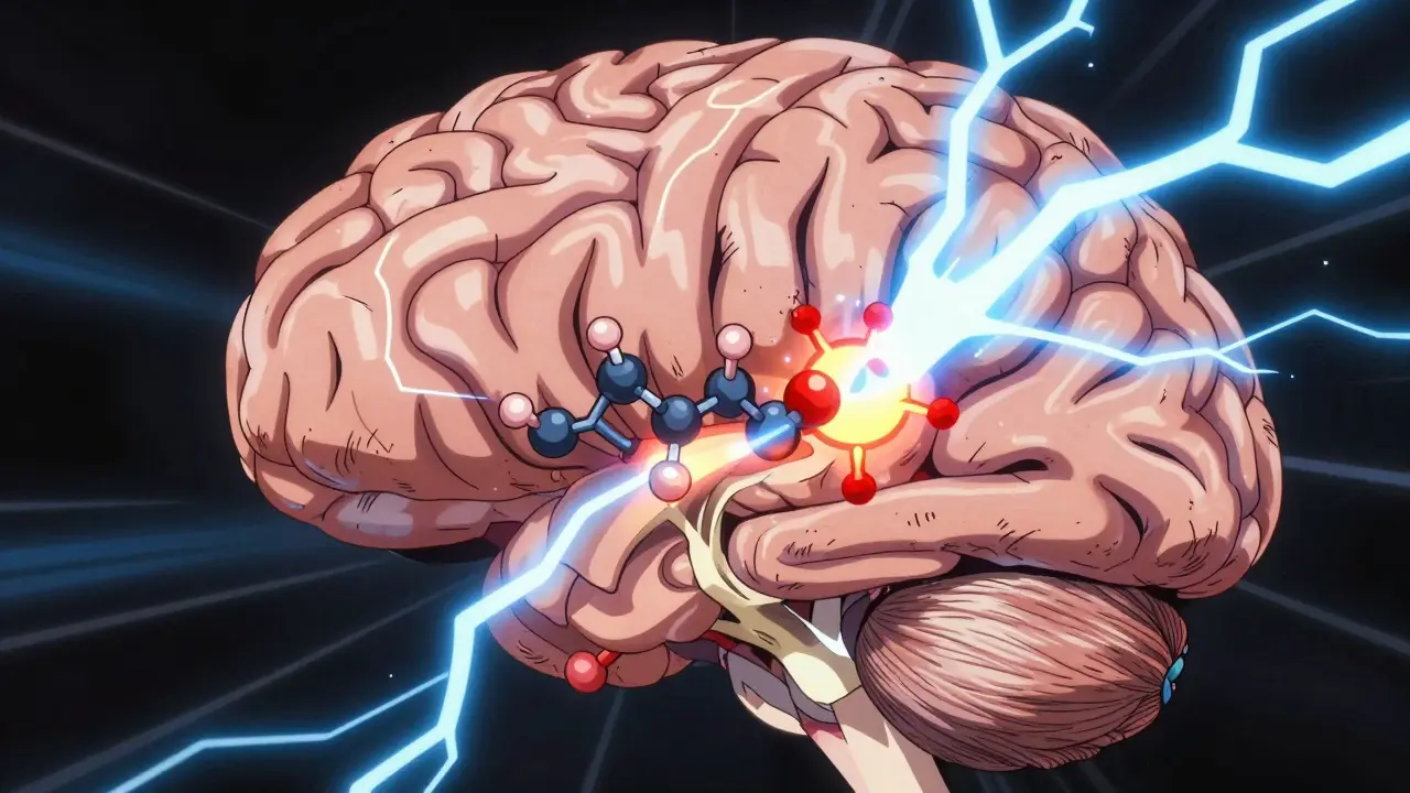 Cerveau montrant des neurones perturbés par des antibiotiques.