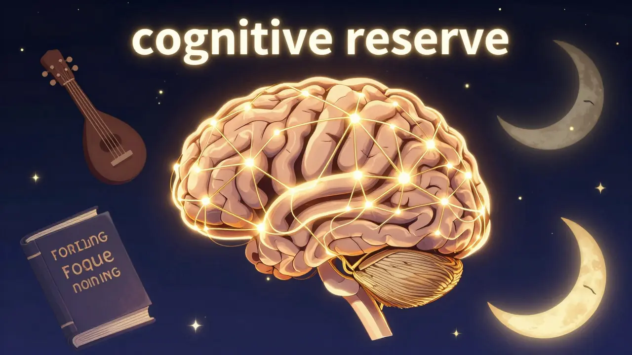 Représentation conceptuelle d'un cerveau avec des connexions neuronales dorées et des symboles de santé mentale.