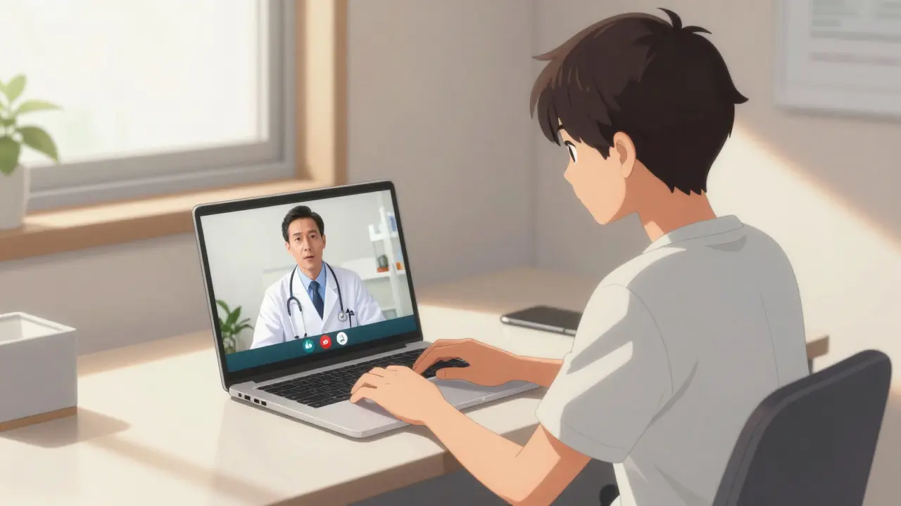 Consultation vidéo avec un médecin sur ordinateur portable