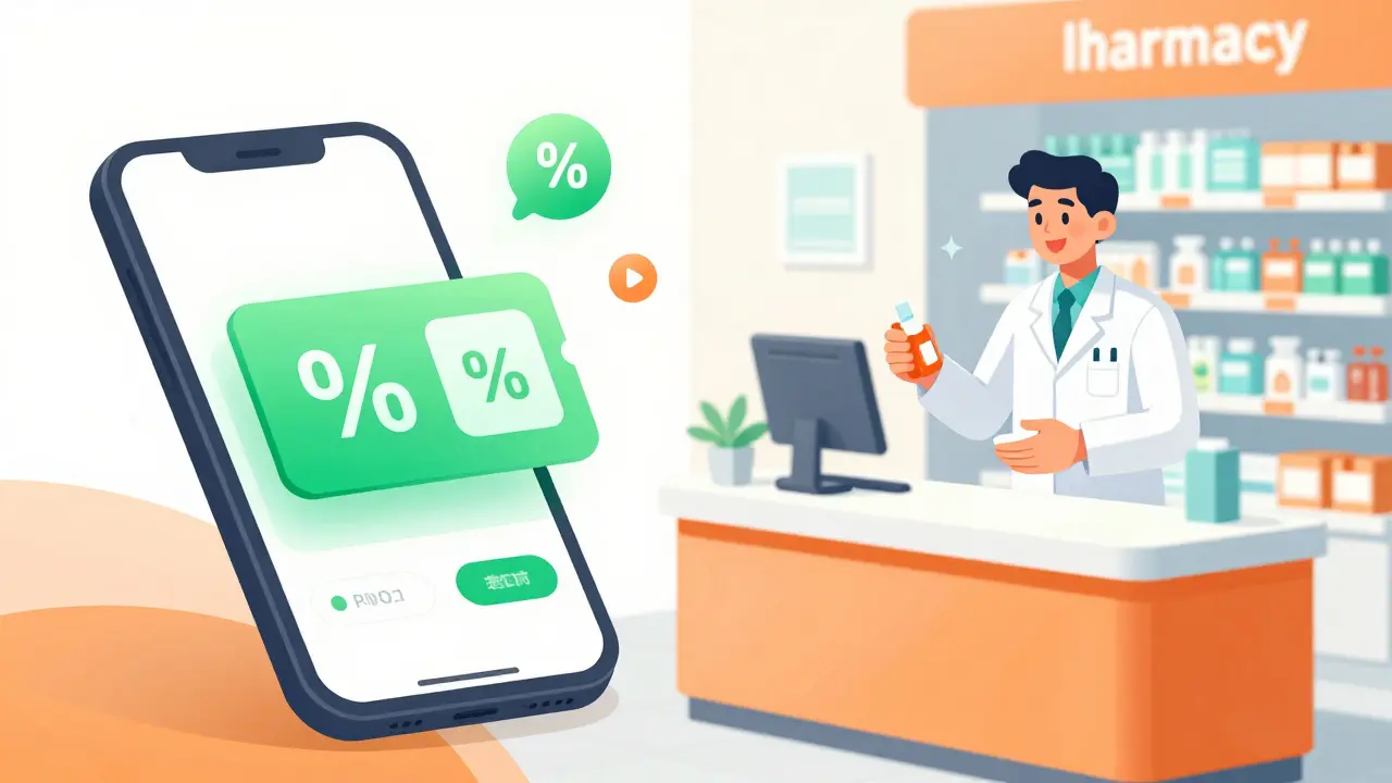 Illustration montrant l'achat en ligne et la pharmacie physique