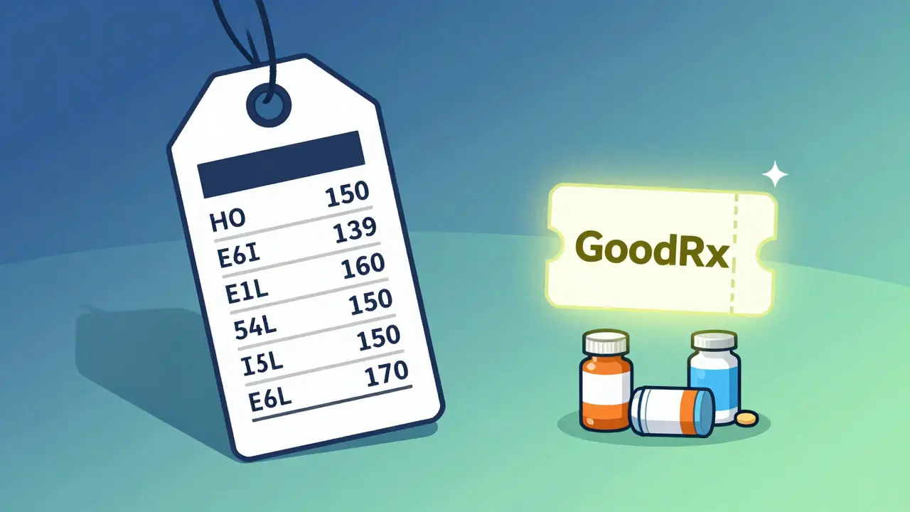 Illustration stylisée comparant les prix élevés et les économies de médicaments