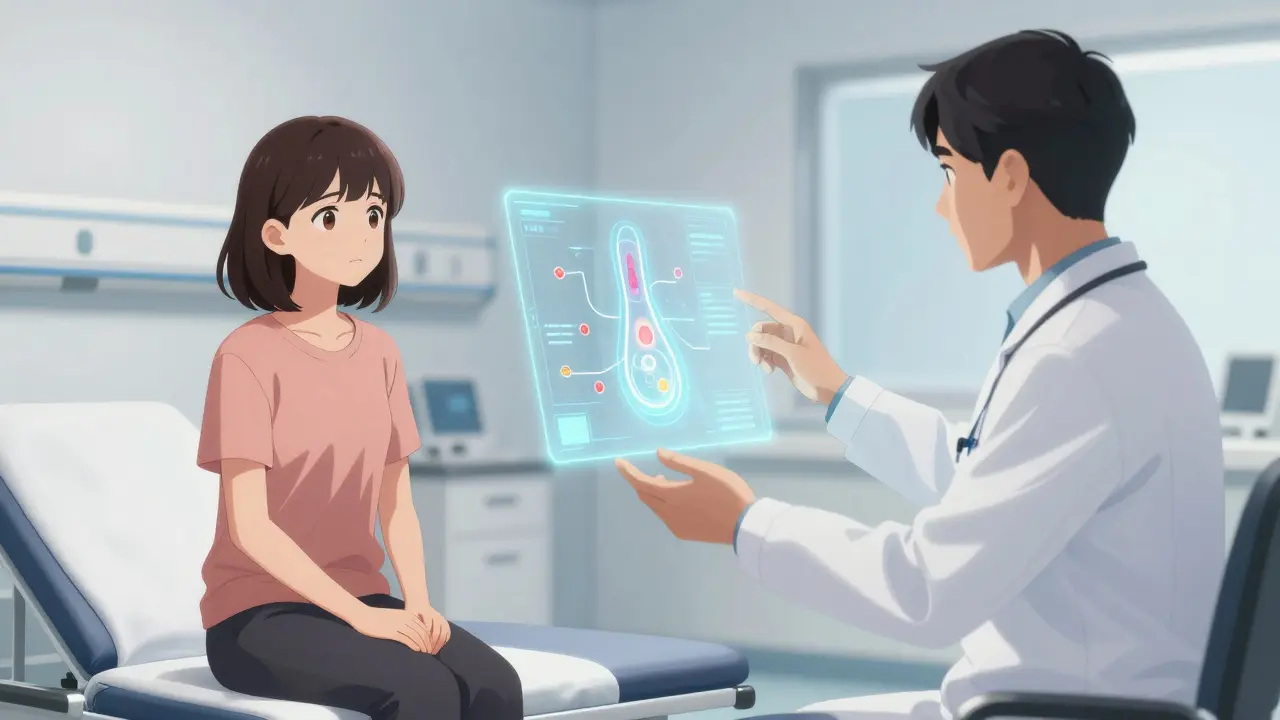 Médecin expliquant le diagnostic à une patiente