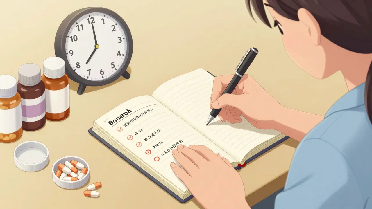 Patient tenant un journal de santé détaillé, style anime