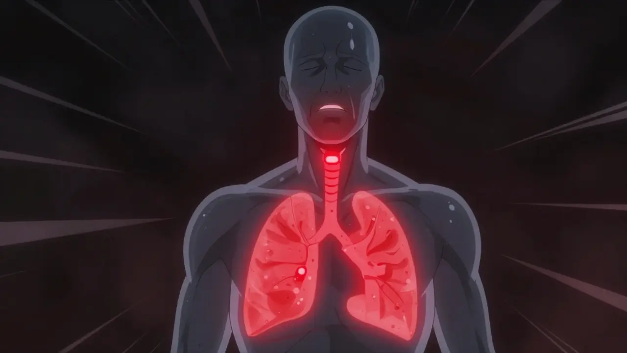 Silhouette médicale rouge signalant une urgence, style anime